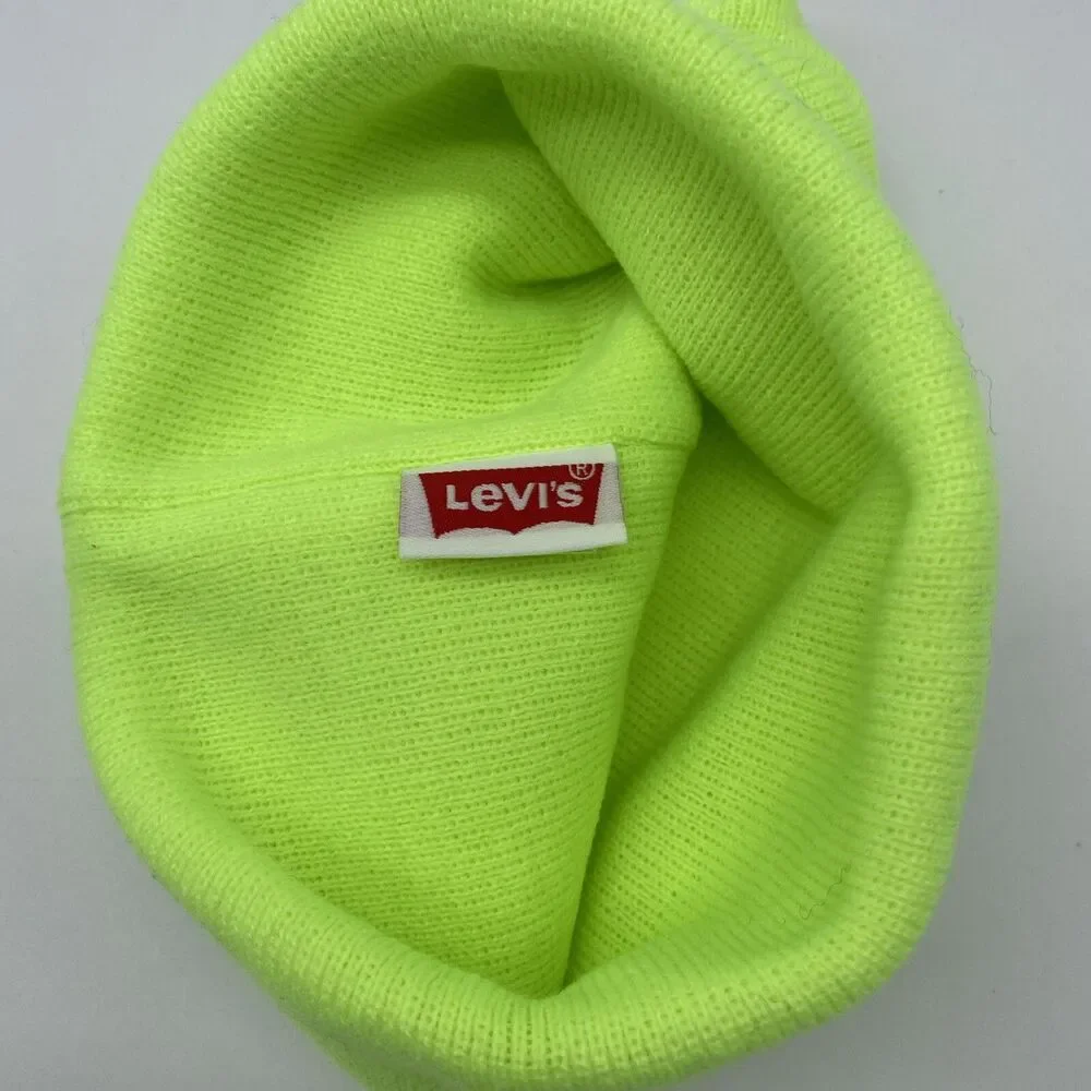 Levi’s Beanie Classic Winter Neon Yellow Green All Season Knit Cap NWOT
